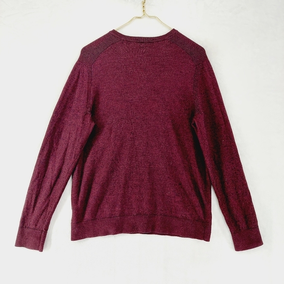 Express Burgundy Merino Wool Blend Long Sleeve V Neck Sweater P1746 - Picture 5 of 8